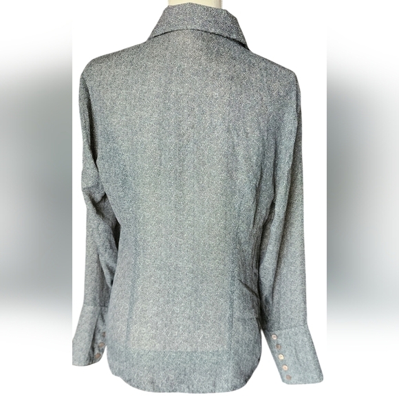 Christopher & Banks Ruffled Sheer Button Up Long Sleeve Blouse Women's L NWT - Picture 4 of 13